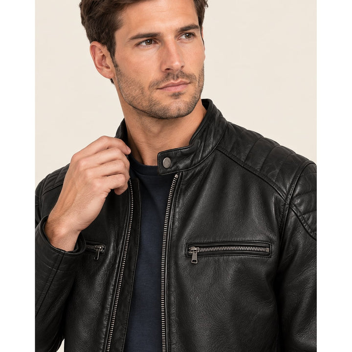 Men's Faux Leather Jacket, detail view