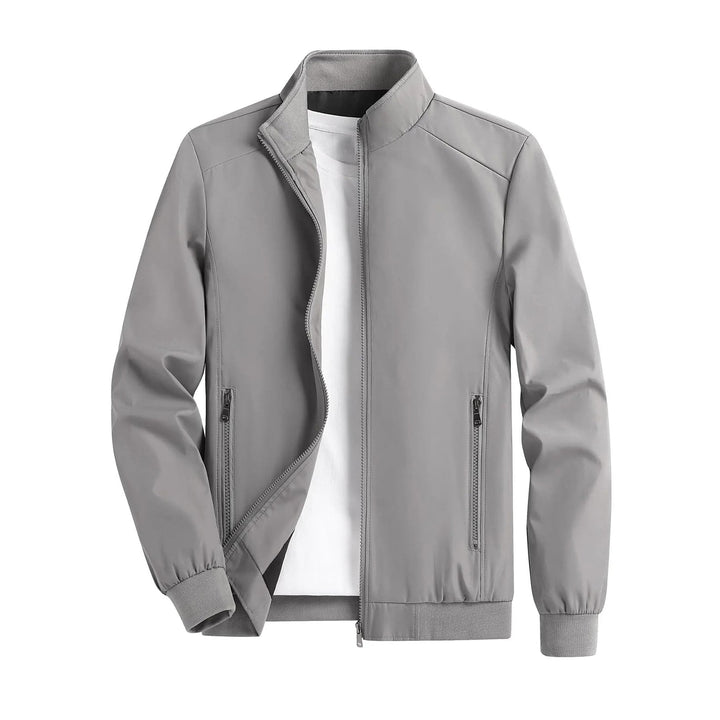 Men's Stand Collar Jacket in Gray, front view