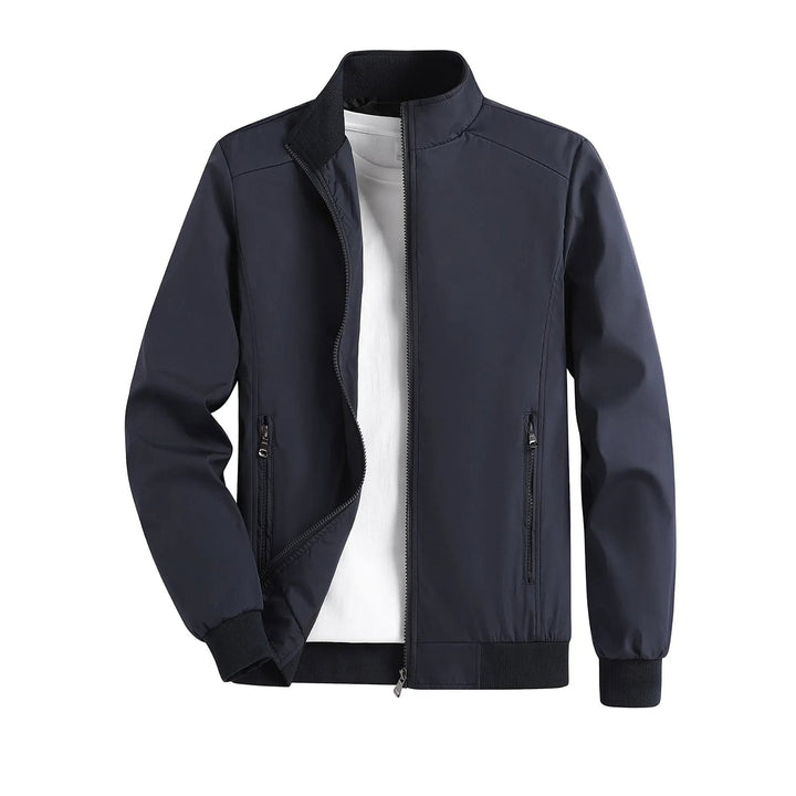 Men's Stand Collar Jacket in Navy, front view
