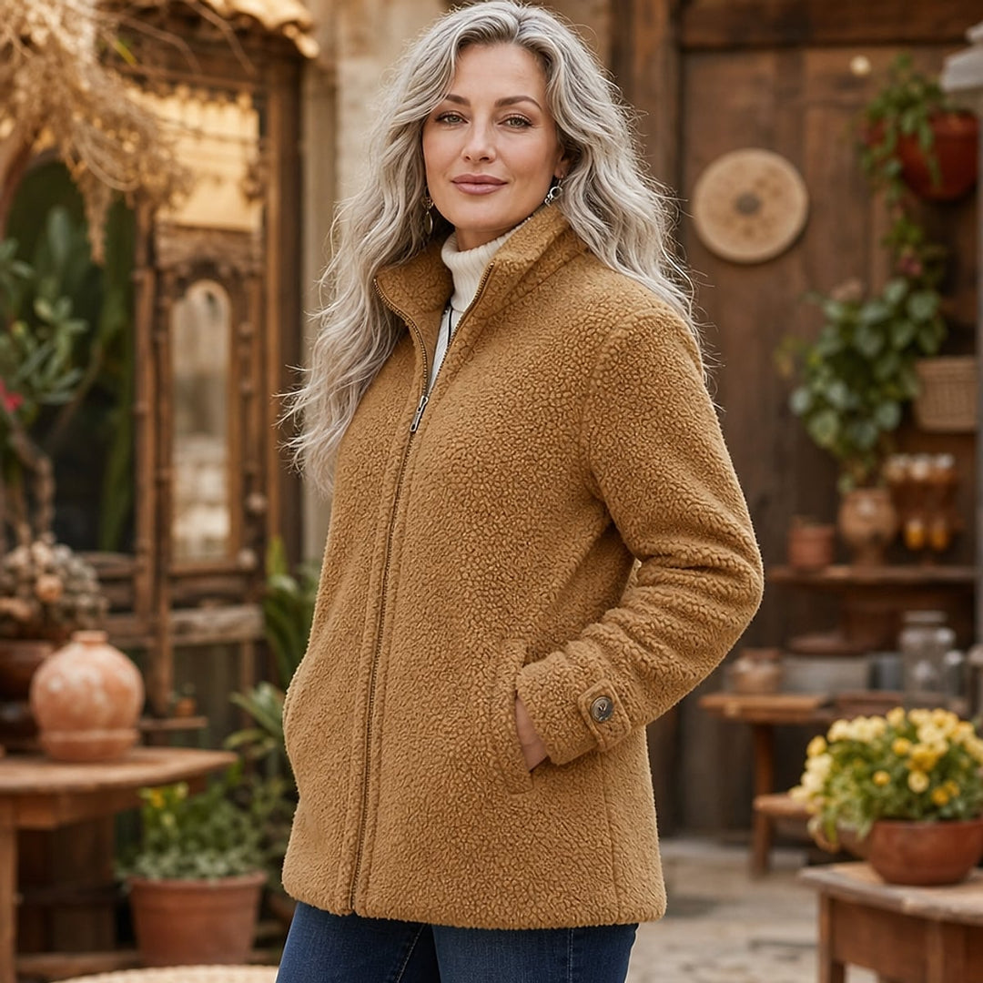 Women's Plush Zipper-Up Jacket, front view 2