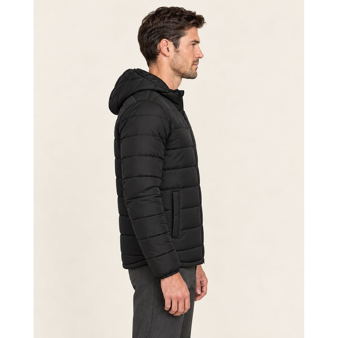 Men's Black Puffer Jacket, side view