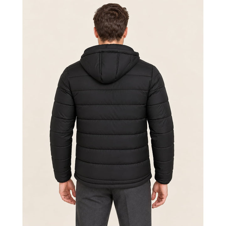 Men's Black Puffer Jacket, back view