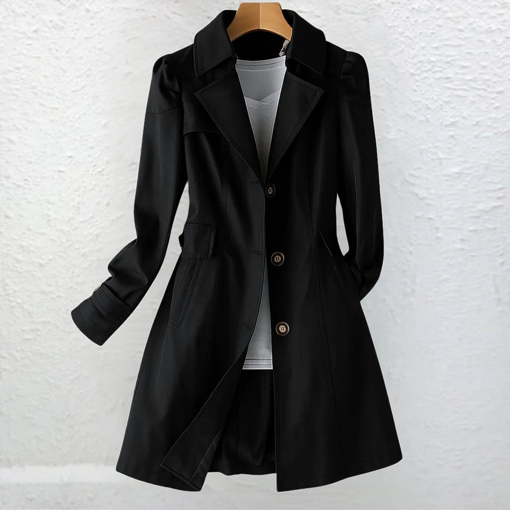 Women's Trench Coat in Black, front view