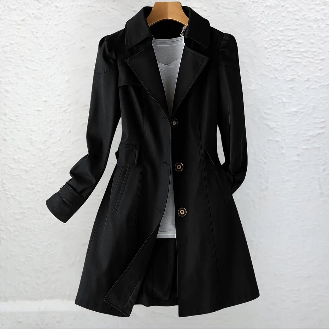 Women's Trench Coat in Black, front view
