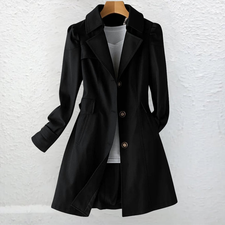 Women's Trench Coat in Black, front view