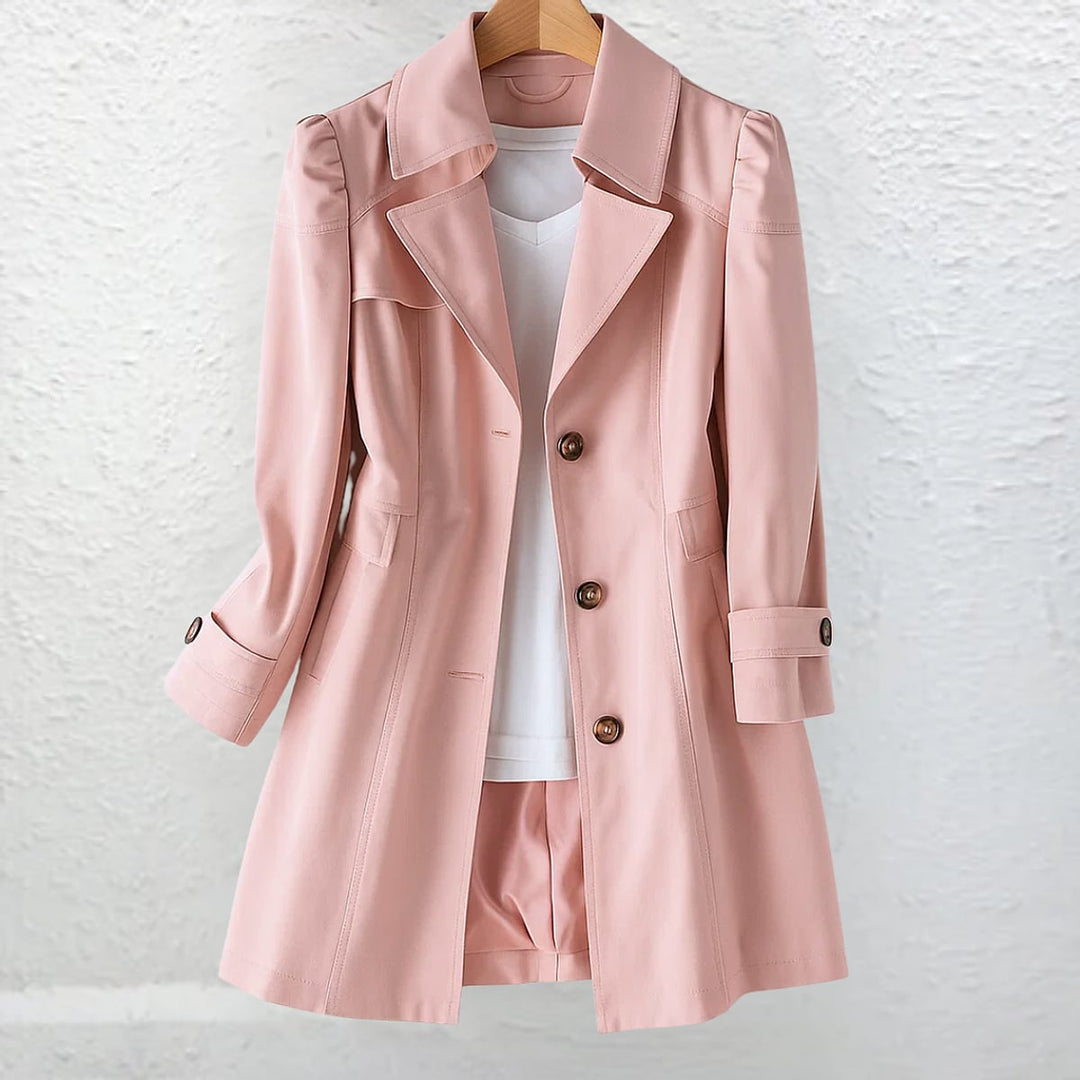 Women's Trench Coat in Pink, front view