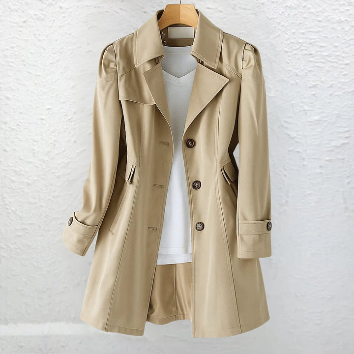 Women's Trench Coat in Khaki, front view