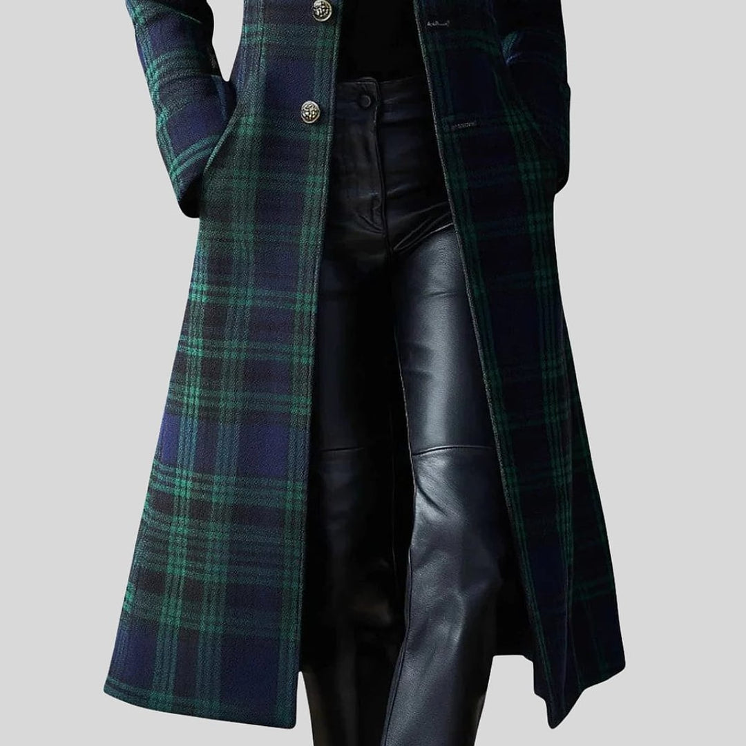 Women's Plaid Coat, front view 2