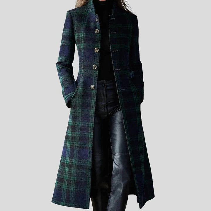 Women's Plaid Coat, front view 4