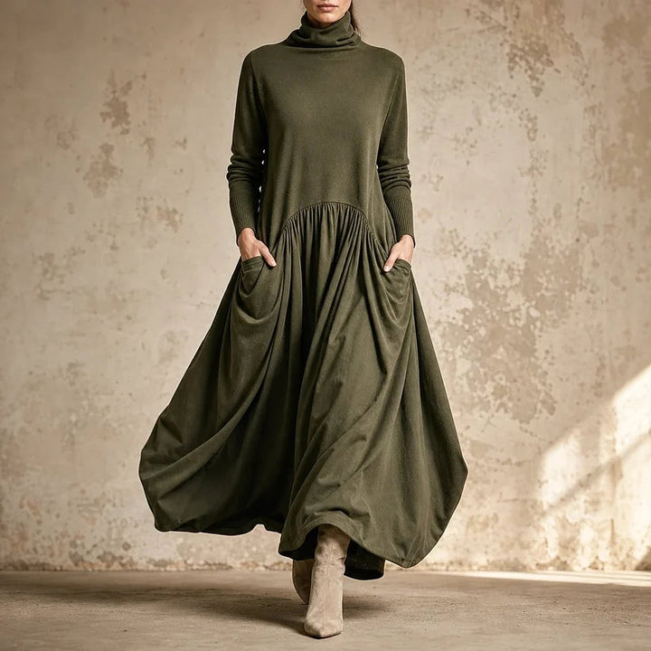 Women's High Neck Maxi Dress, front view 2