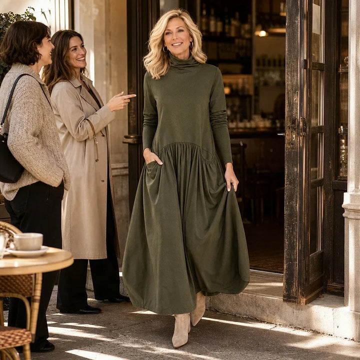 Women's High Neck Maxi Dress, detail view