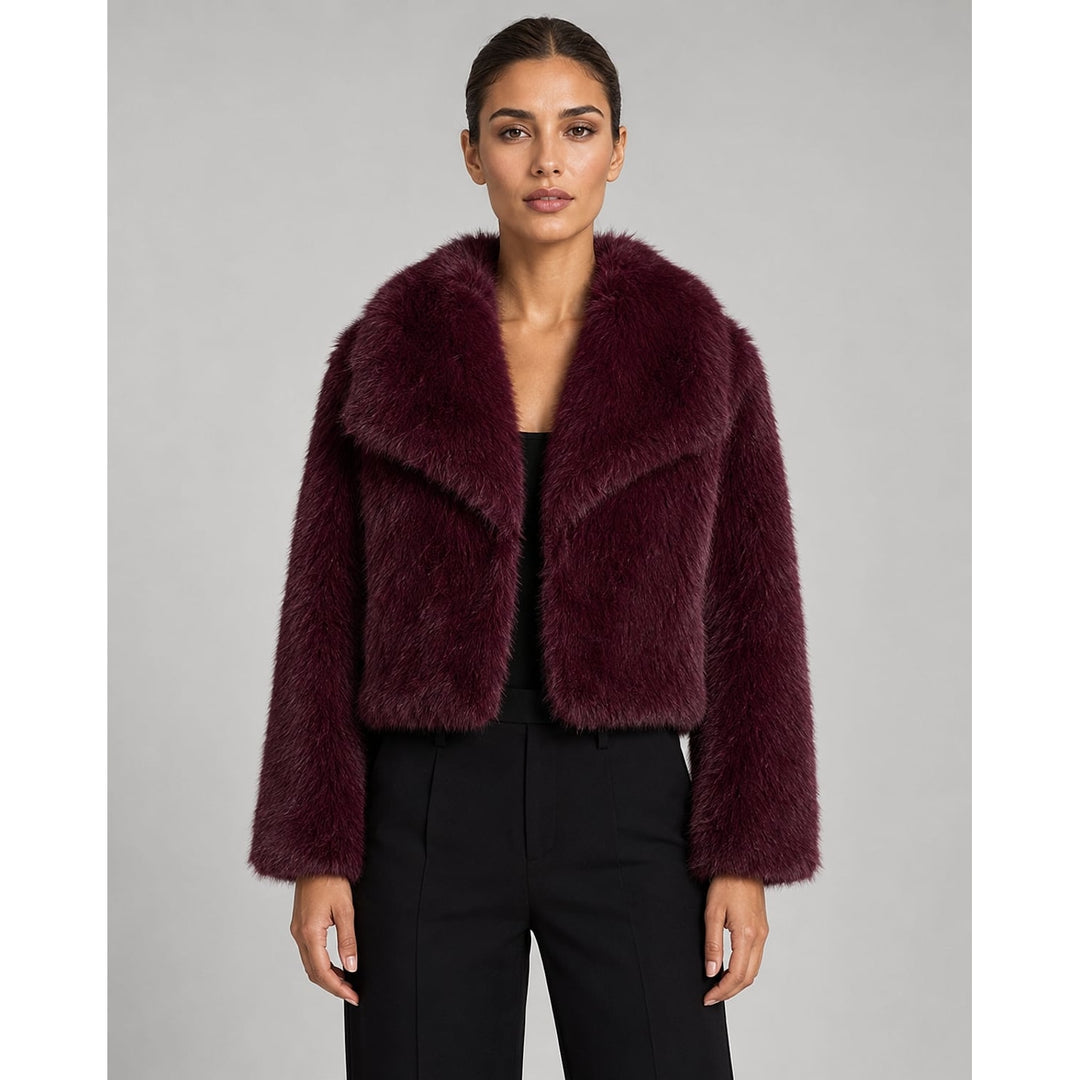 Women's Cropped Faux Fur Jacket, front view