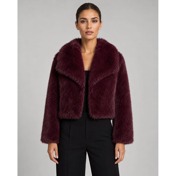Women's Cropped Faux Fur Jacket, front view