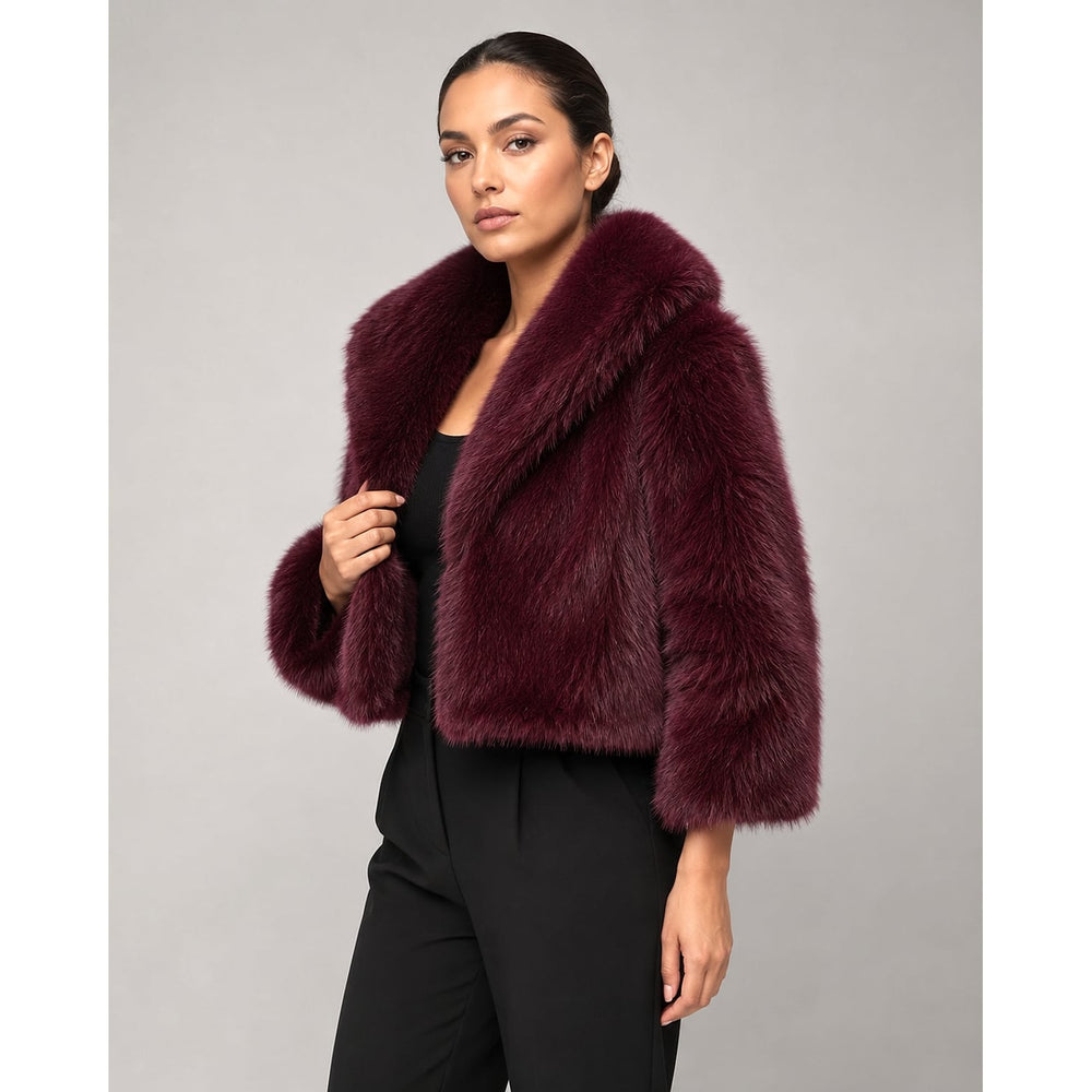 Women's Cropped Faux Fur Jacket, front view 2