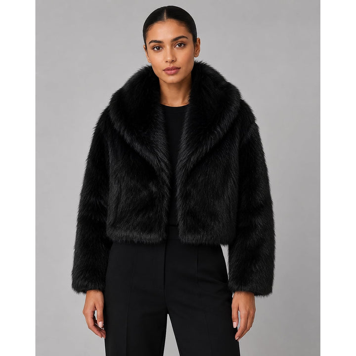 Women's Cropped Faux Fur Jacket, front view 3