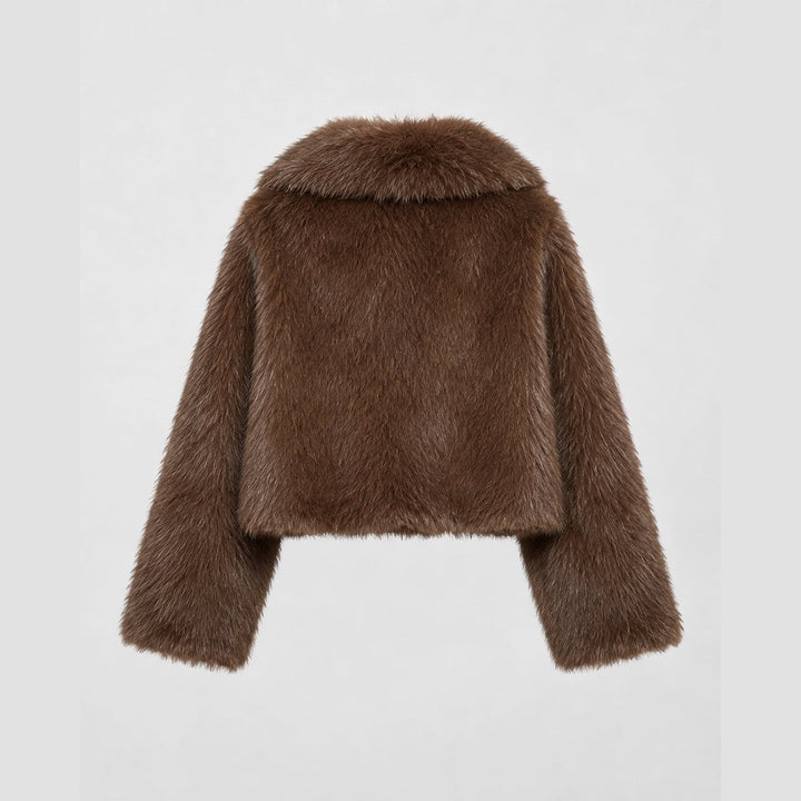 Women's Cropped Faux Fur Jacket, detail view 4