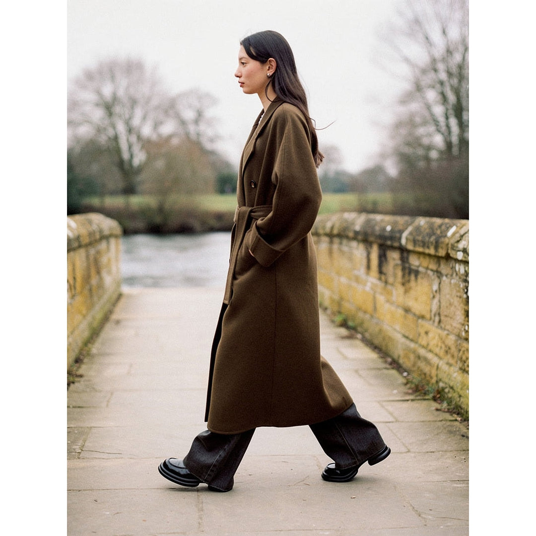Women's Belted Wool Maxi Coat, side view