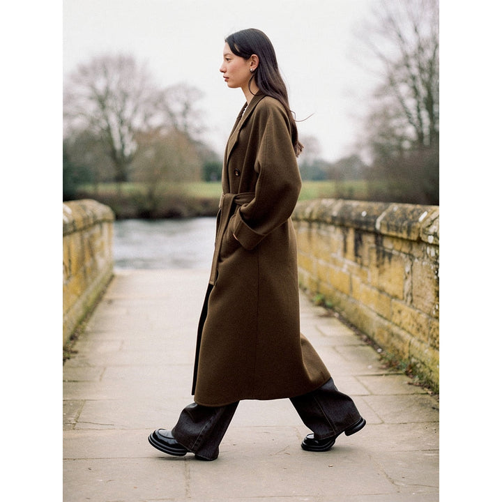 Women's Belted Wool Maxi Coat, side view