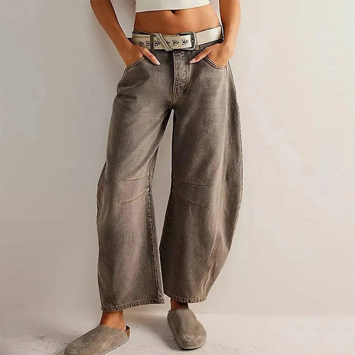 Women’s Barrel Jeans in Dark Gray, front view
