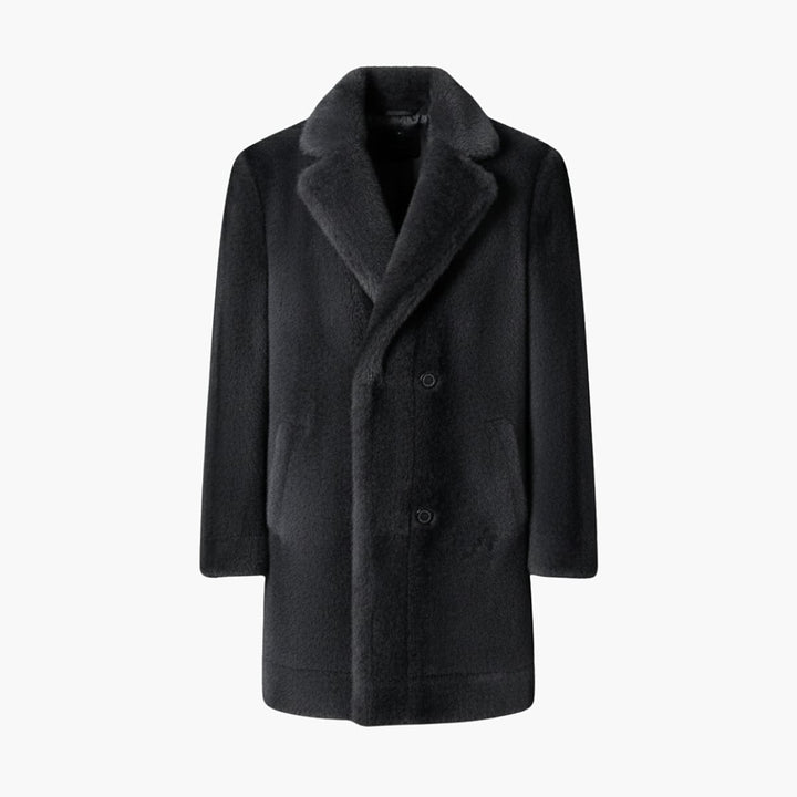 Men's Button Front Faux Fur Coat, front view