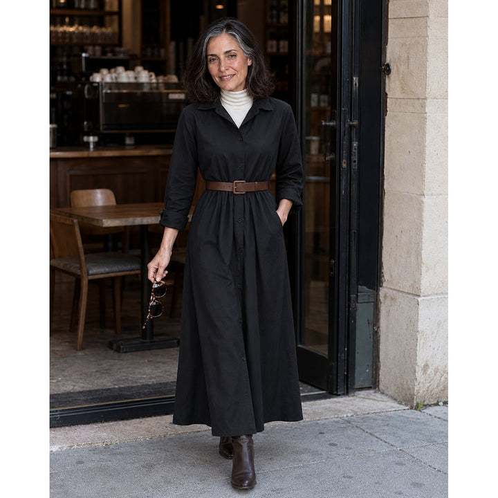 Women's Belted Maxi Shirt Dress, detail view 4