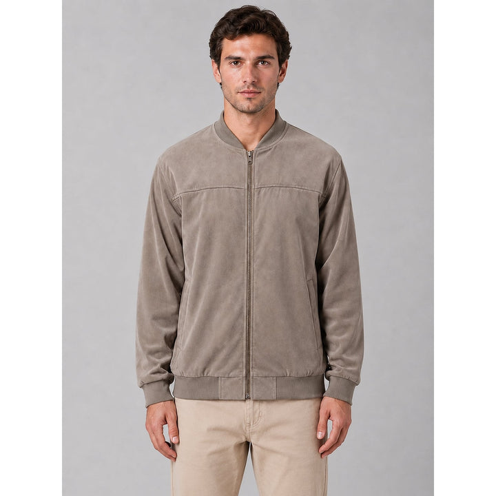 Men's Bomber Jacket in Taupe, front view
