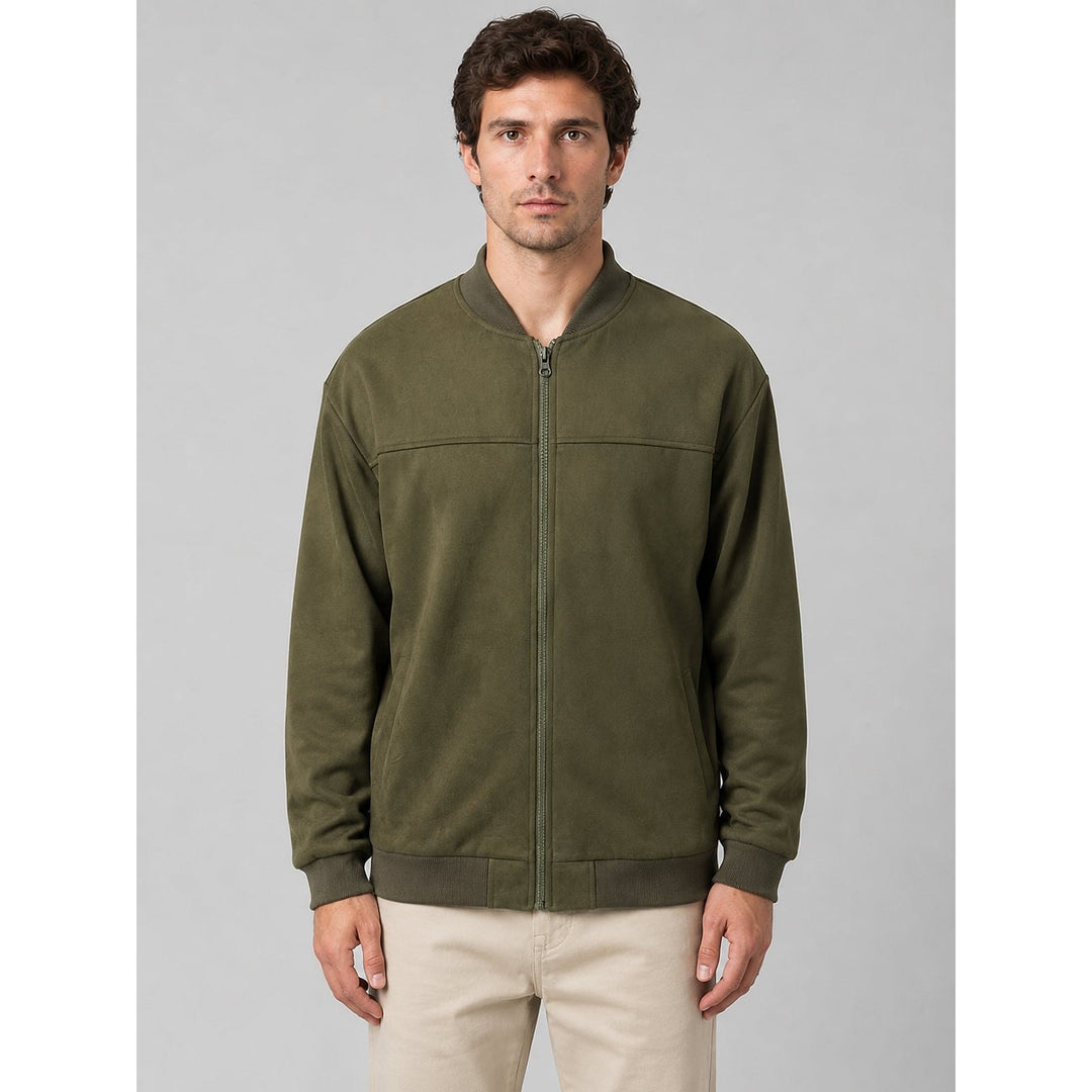 Men's Bomber Jacket in Olive, front view