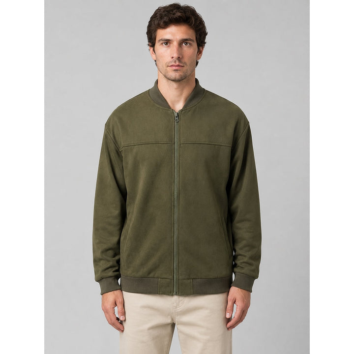 Men's Bomber Jacket in Olive, front view