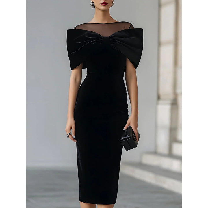 Women's Velvet Midi Cocktail Dress, front view
