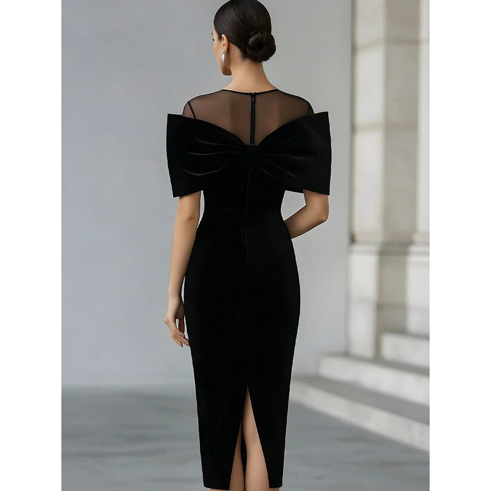 Women's Velvet Midi Cocktail Dress, back view