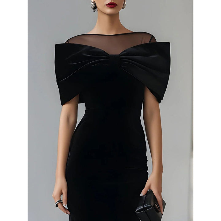 Women's Velvet Midi Cocktail Dress, front view 2