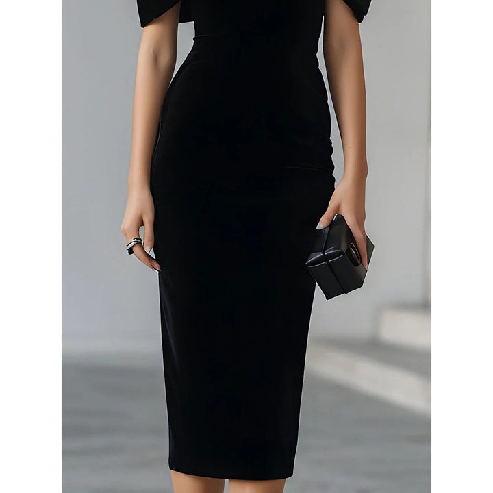 Women's Velvet Midi Cocktail Dress, front view 3