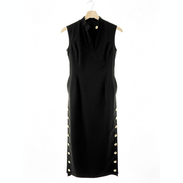 Women's Black Column Dress, front view 2