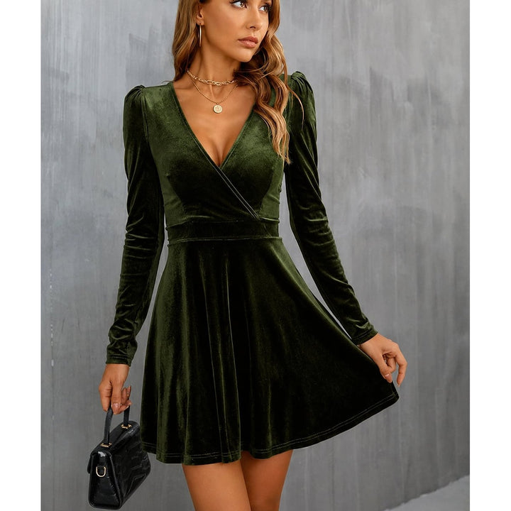 Women's Velvet Mini Dress, front view 2