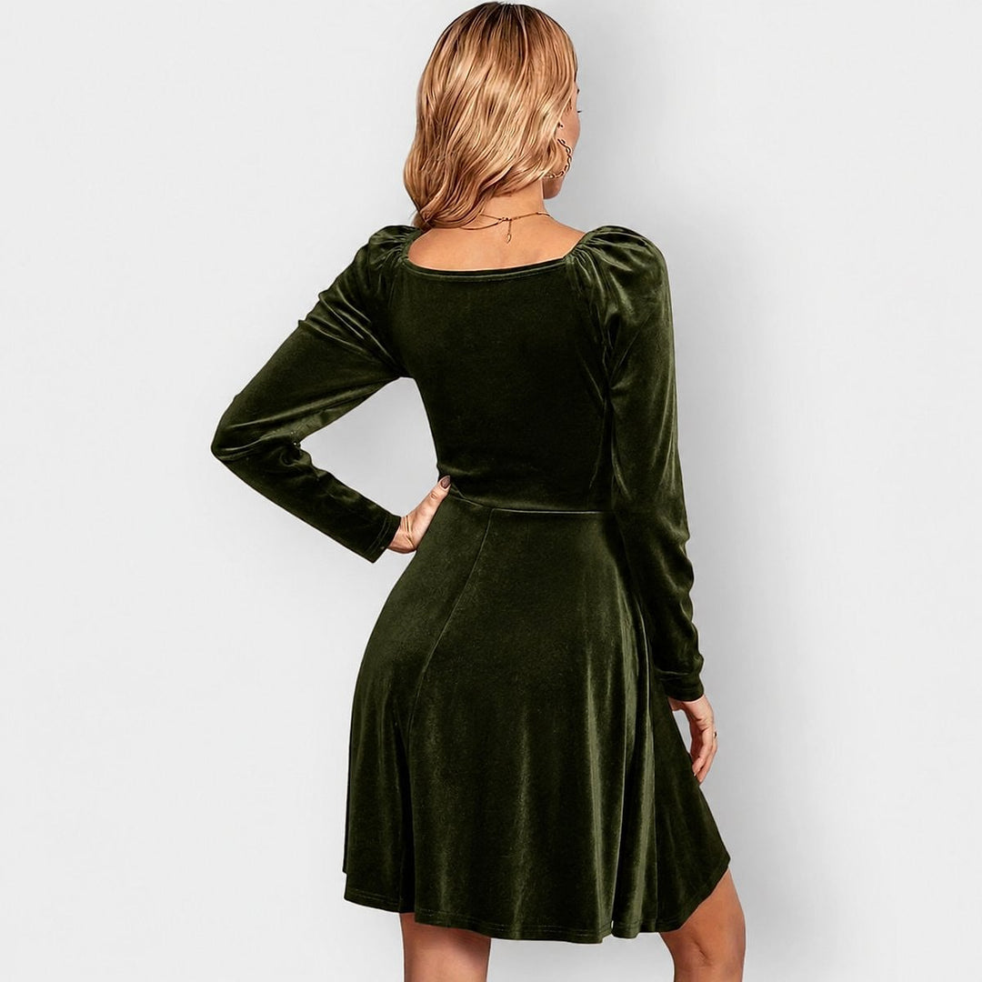 Women's Velvet Mini Dress, back view 3