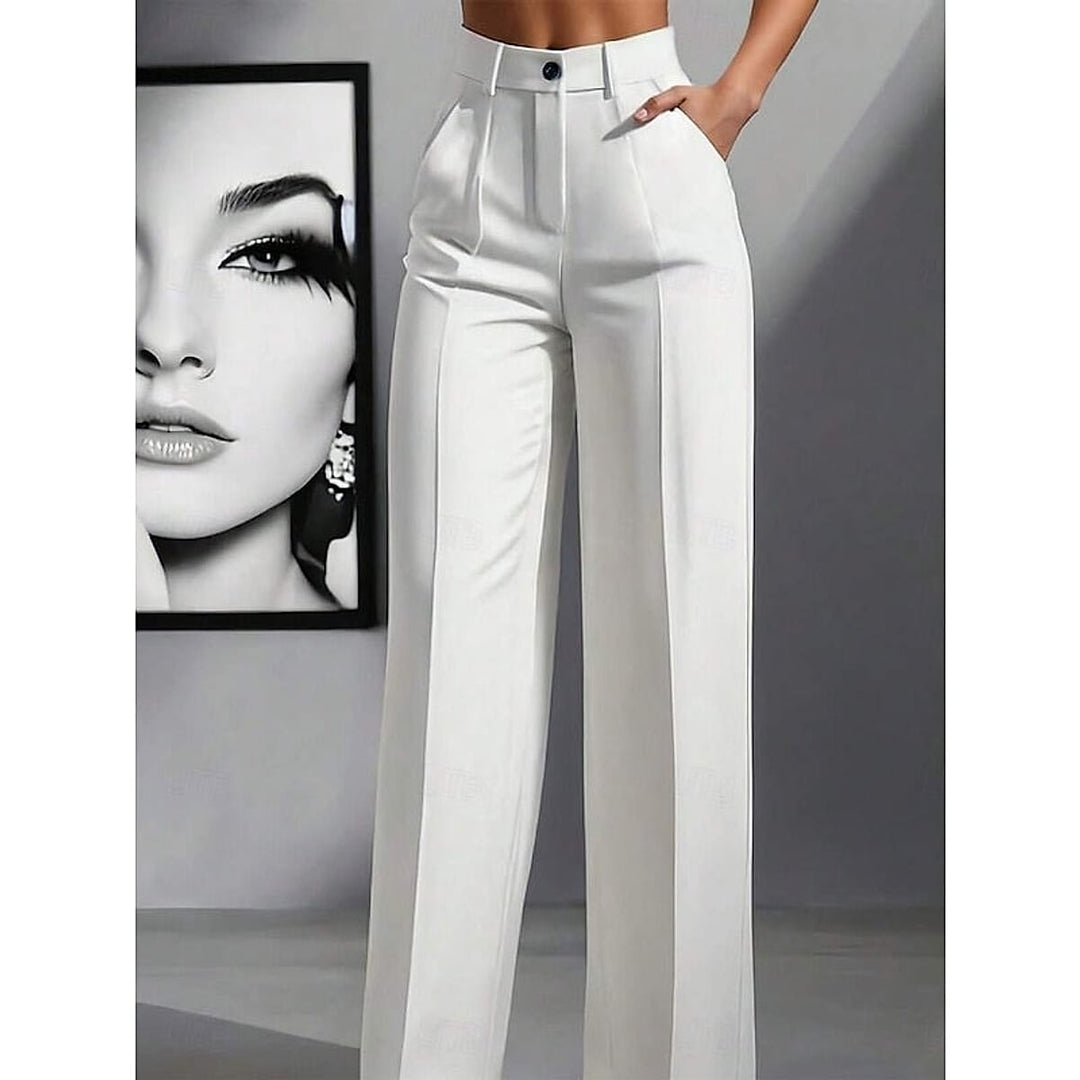 Women’s High Waisted Pants in White, front view