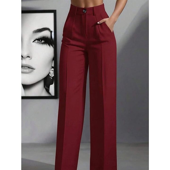 Women’s High Waisted Pants in Burgundy, front view