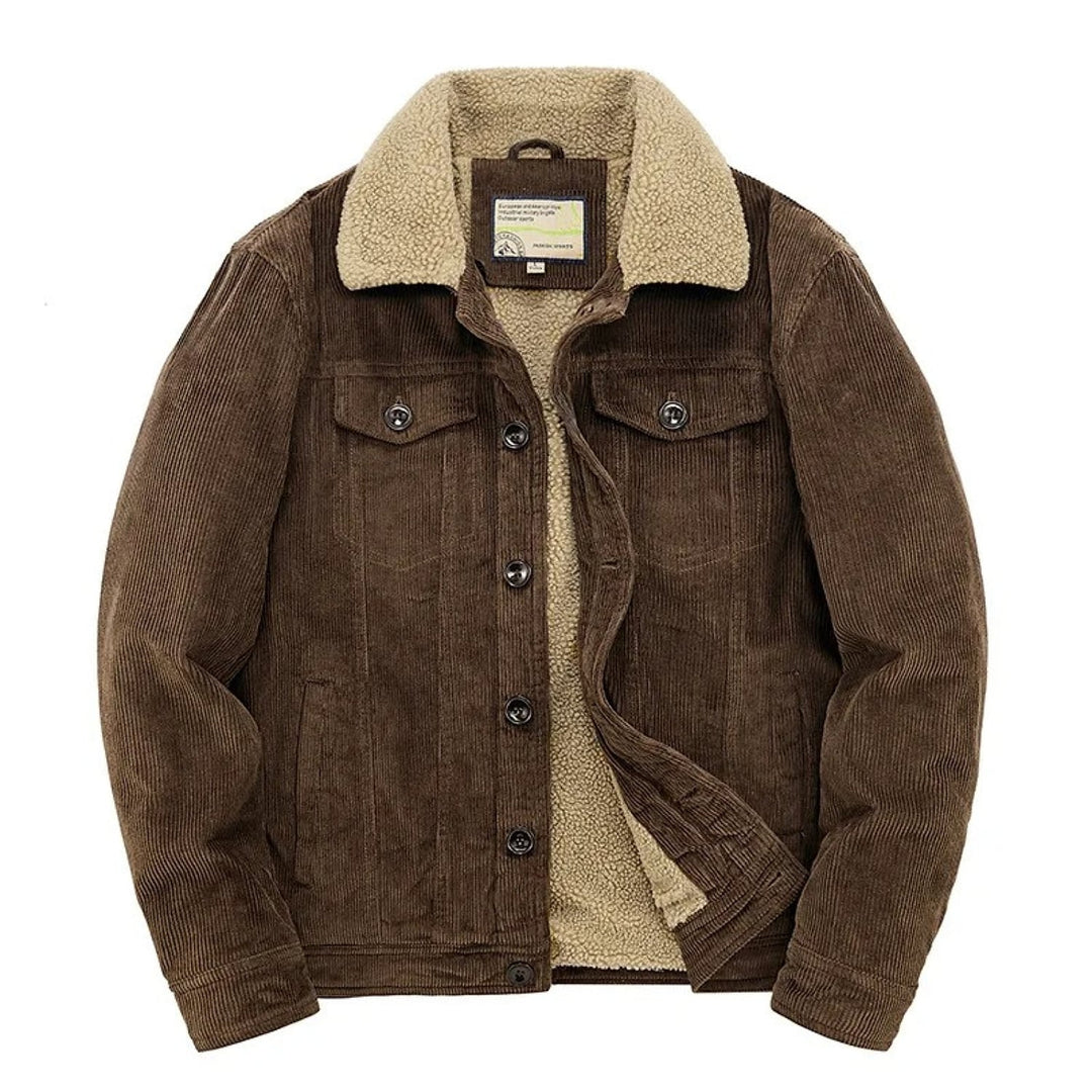 Men's Corduroy Jacket in Brown, front view