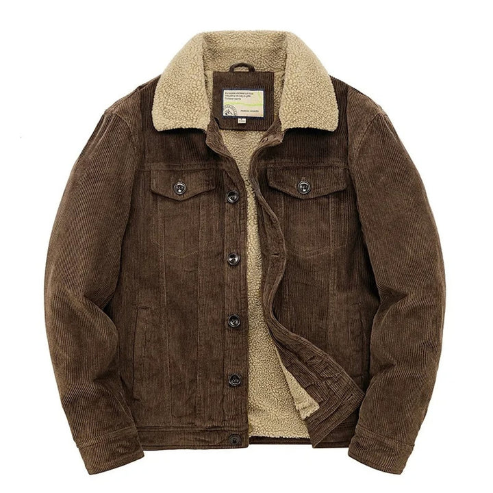 Men's Corduroy Jacket in Brown, front view