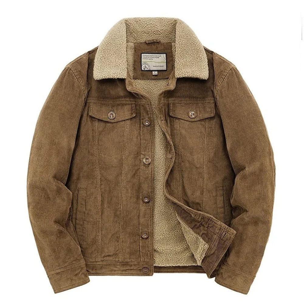 Men's Corduroy Jacket in Khaki, front view