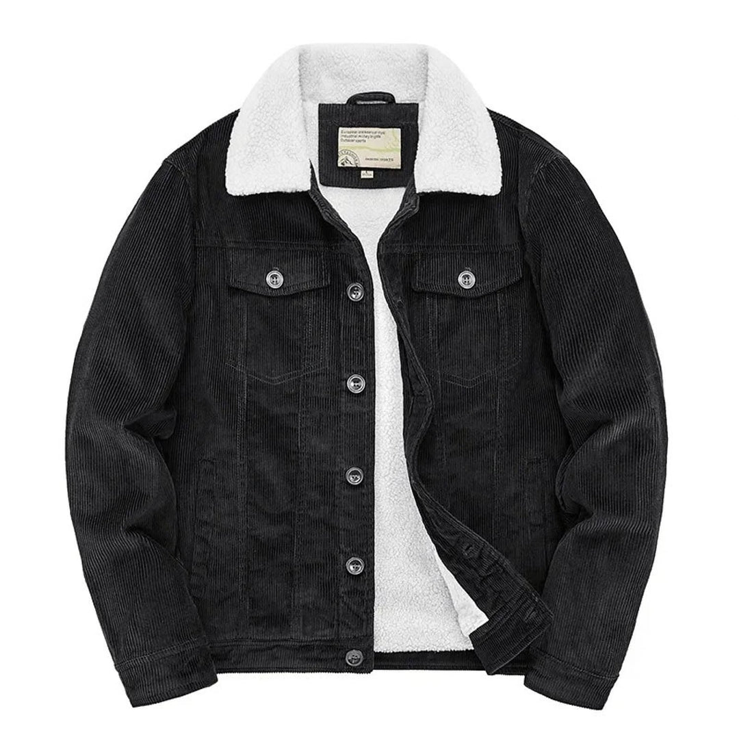 Men's Corduroy Jacket in Black, front view