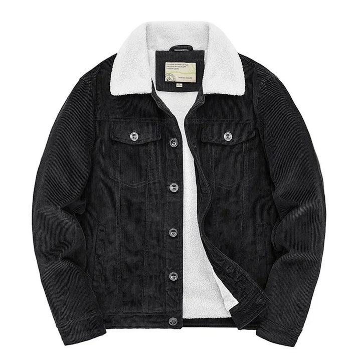 Men's Corduroy Jacket in Black, front view