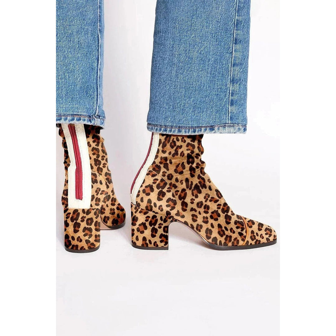 Women's Leopard Toe Ankle Boots, back view 2