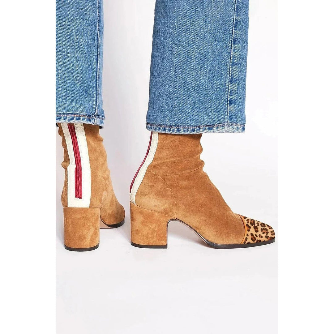 Women's Leopard Toe Ankle Boots, back view