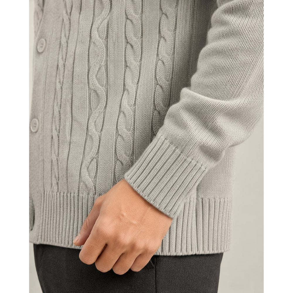 Men's Cable Knit Cardigan, detail view