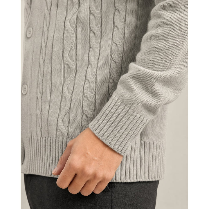 Men's Cable Knit Cardigan, detail view