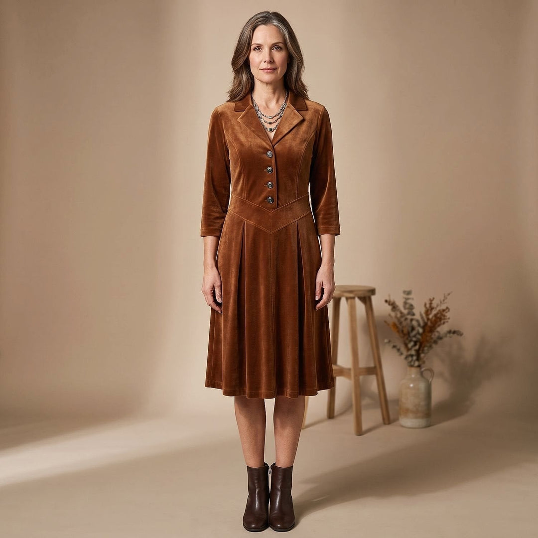 Women's Velvet Blazer Dress, front view 2