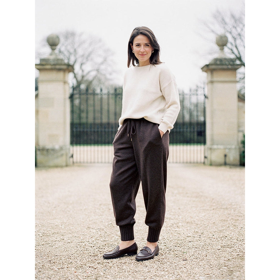 Women's Merino Wool Pants in Brown, front view