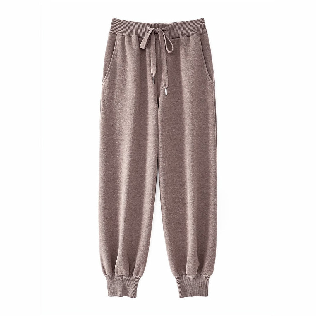 Women's Merino Wool Pants in Taupe, front view