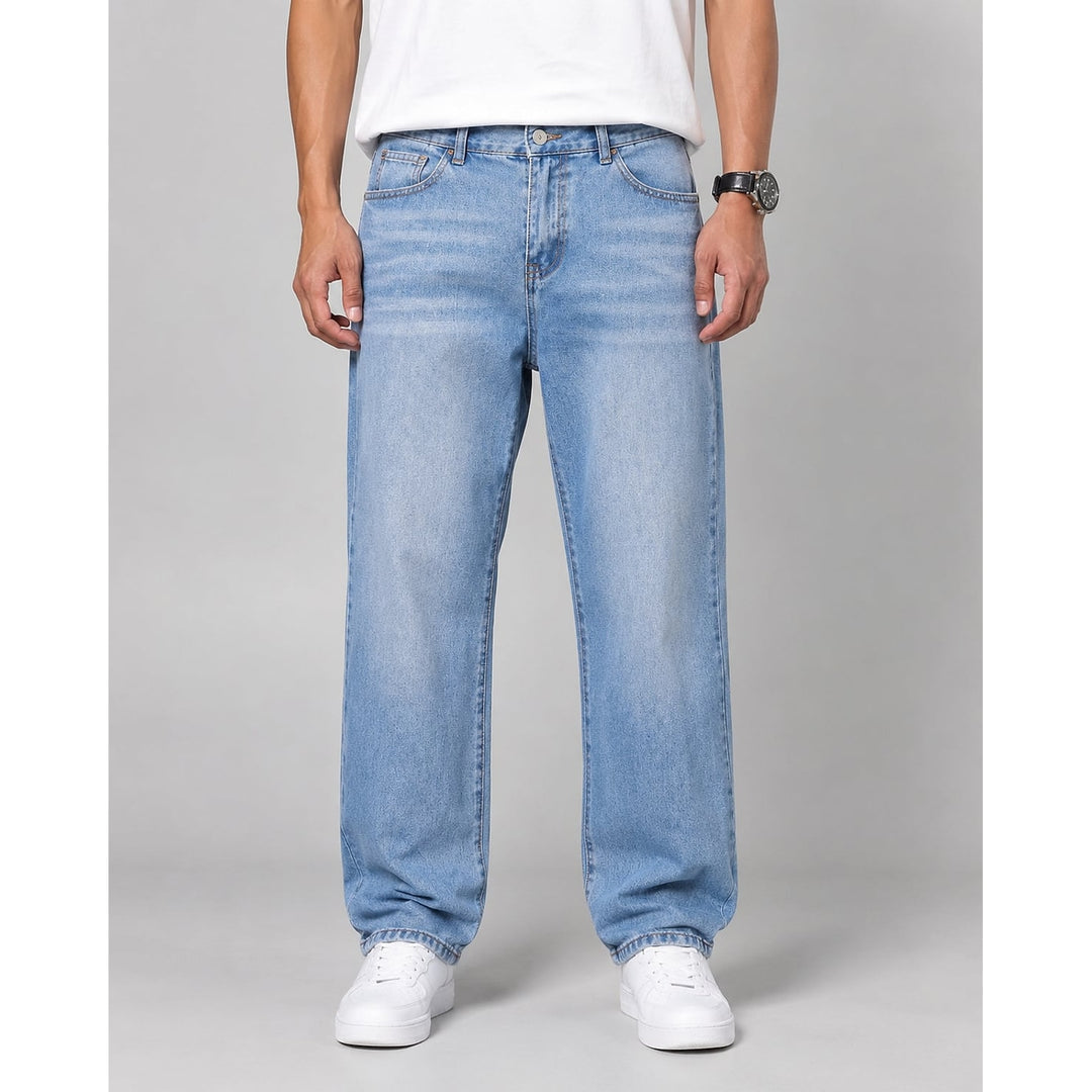 Men's Baggy Jeans in Light Blue, front view